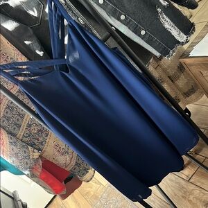 Elegant Navy Blue Strappy Dress
